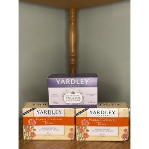 Yardley Bar Soap Lot Of 3 English Lavender and Honey Crimson Rose